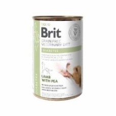Корм влажный для взрослых собак для всех пород Brit VetDiets при сахарном диабете (ягненка, горох) 400 г