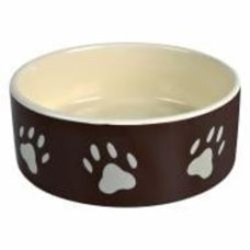 Миска Trixie для кошек керамическая коричневая с лапками, 12 см, 0.3 л