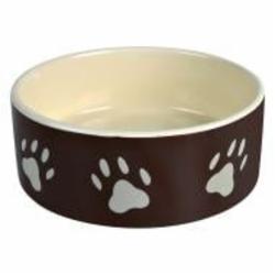 Миска Trixie для кошек керамическая коричневая с лапками, 12 см, 0.3 л