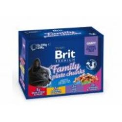 Корм Brit Premium Cat pouch семейная тарелка 4 вкуса (12 шт. х 100 г) мясо и мясные субпродукты 1,2 кг