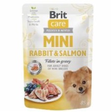 Корм влажный для собак для малых пород Brit Care филе кролика и лосося в соусе 85 г