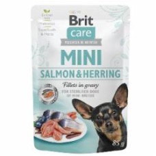 Корм влажный для собак для малых пород Brit Care с филе лосося и сельди в соусе 85 г