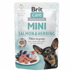 Корм влажный для собак для малых пород Brit Care с филе лосося и сельди в соусе 85 г