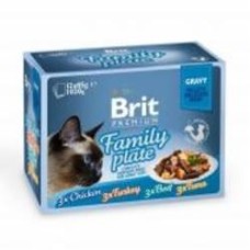 Набор корма для котов Brit Premium Семейная тарелка 4 вкуса в соусе 12 шт. x 85 г