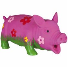 Игрушка Trixie для собак Поросенок с цветами хрюкающий 20 см 35185