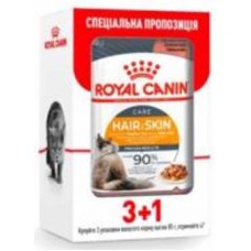 Корм влажный для здоровья кожи и красоты шерсти кошек Royal Canin Hair&Skin в соусе 3+1 шт. 85 г