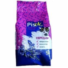 Наполнитель бентонитовый PisOk средний №2 с ароматом Лаванды 5 кг