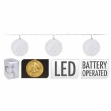 Электрогирлянда Шарики белые встроенный светодиод (LED) 10 ламп 1,8 м