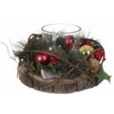 Подсвечник хвойный с шишками и шарами LY215208-1 15 см