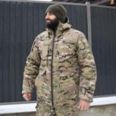Куртка UkrCossacks бушлат тактическая зимняя мультикам с сумкой для транспортировки, р.48 р.M