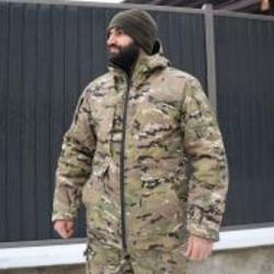 Куртка UkrCossacks бушлат тактическая зимняя мультикам с сумкой для транспортировки, р.48 р.M