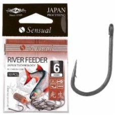Крючок Mikado Sensual River Feeder (ушко) (black nickel) №14 10 шт.
