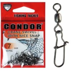 Застежка с вертлюгом Condor 30 кг подшипниковый карабин 3.0 size/ 10 шт