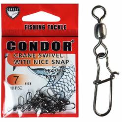 Застежка с вертлюгом Condor 30 кг подшипниковый карабин 3.0 size/ 10 шт