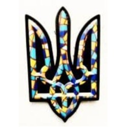 Шеврон-патч АРТ ІДЕЯ Тризуб Мозаика сине-желтый/черный 5,3х8,7 см