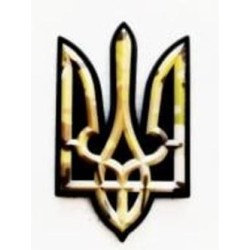 Шеврон-патч АРТ ІДЕЯ Тризуб мультикам олива/черный 5,3х8,7 см