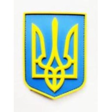 Шеврон-патч АРТ ІДЕЯ Тризуб на щите сине-желтый 7х9,5 см