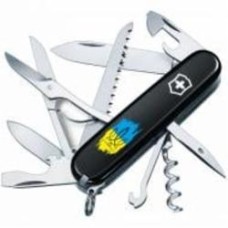 Нож швейцарский Victorinox Huntsman Ukraine Трезубец фигурный на фоне флага (15 инстр) Vx13713.3_T1026u