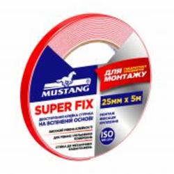 Двусторонняя клейкая лента Mustang Super Fix 25 мм 19 мм 5 м белый