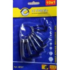 Набор ключей шестигранных Сталь никелированые, на кольце HEX 65248