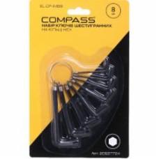 Набор ключей Compass имбусовых HEX на кольце 1.5-6 мм 8 шт. EL-CP-IMB8