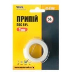 Припой MasterTool ПОС 61% 1 мм 50 г катушка 42-0106