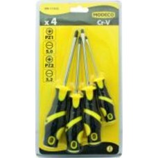 Набор отверток Modeco 4 шт. SL3,SL5, PZ1,PZ2 Home MN-11-025