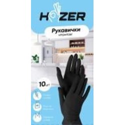 Перчатки медицинские Hozer одноразовые нитриловые р.9 (L) черные 10 шт./уп.