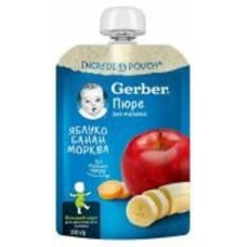 Пюре Gerber Яблоко, банан и морковь 6+ 150 г