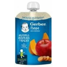 Пюре Gerber Яблоко с морковью и тыквой с 6 месяцев