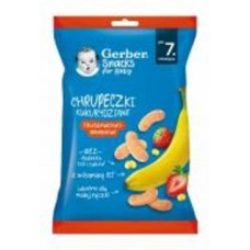 Снеки Gerber Кукурузные палочки с клубникой и бананом 28 г