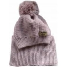 Комплект шапка + снуд для девочек Mari-Knit 0805 р.52–54 пудра