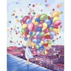 Картина по номерам Danko Toys 40х50 см укр. № 3 Девочка с шариками KpN-01-03U