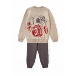 Джемпер для девочки ART KNIT Мопс р.98 бежевый 338