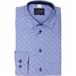 Рубашка детская 21548 р.122 голубой с принтом Рубашка детская 21548 р.122 голубой с принтом