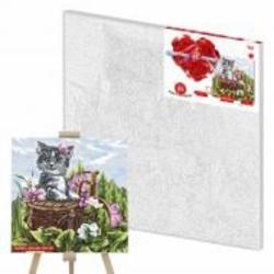 Картина по номерам Danko Toys 40х40 см эконом с. 2 №10 Котенок в корзине KpNe-40х40-02-10