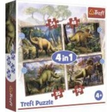 Пазл Trefl 4 в 1 Интересные динозавры 34383