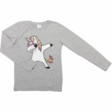 Реглан для девочки Luna Kids Dabbing Unicorn р.152 серый меланж