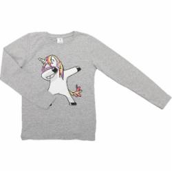 Реглан для девочки Luna Kids Dabbing Unicorn р.152 серый меланж