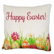Подушка декоративная Анна «Happy Easter» 35 см молочный с принтом