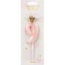 Свеча для торта Partydeco цифра 9 пастель розовая 9,5 см (SCU6-9-081J)