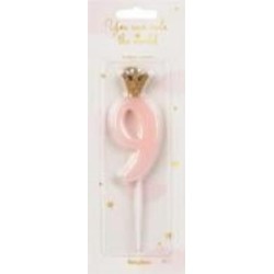 Свеча для торта Partydeco цифра 9 пастель розовая 9,5 см (SCU6-9-081J)