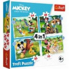 Пазл Trefl 4 в 1 (35,48,54,70) Disney Красивый день Микки 3+ 34604 Пазл Trefl 4 в 1 (35,48,54,70) Disney Красивый день Микки 3+ 34604
