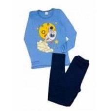 Пижама для мальчиков Luna Kids Космонавт на ракете р.128–134 синий с голубым 0047