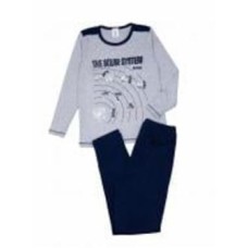 Пижама для мальчиков Luna Kids Солнечная система р.134–140 серый с синим 0049