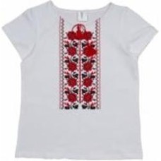 Вышиванка для девочек Luna Kids Розы р.128 белый 0103