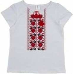 Вышиванка для девочек Luna Kids Розы р.128 белый 0103