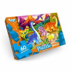 Пазлы Danko Toys 60 элементов макси неон №1 Динозавры с яйцом Мх 60-08-01