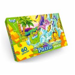 Пазлы Danko Toys 60 элементов макси неон №2 Динозавры у водопада Мх 60-08-02