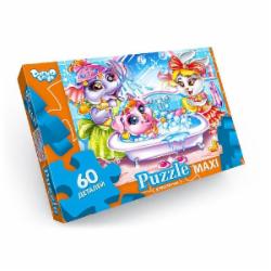 Пазлы Danko Toys 60 элементов макси неон №14 Зверюшки в ванной Мх 60-08-14